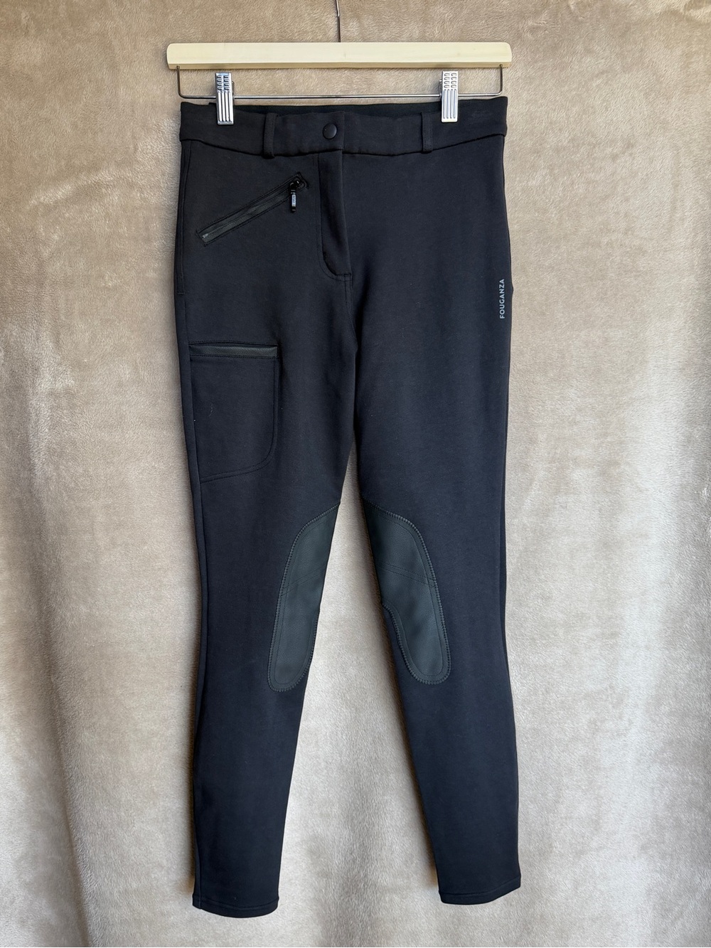Fouganza black knee grip equestrian breeches size M runs small